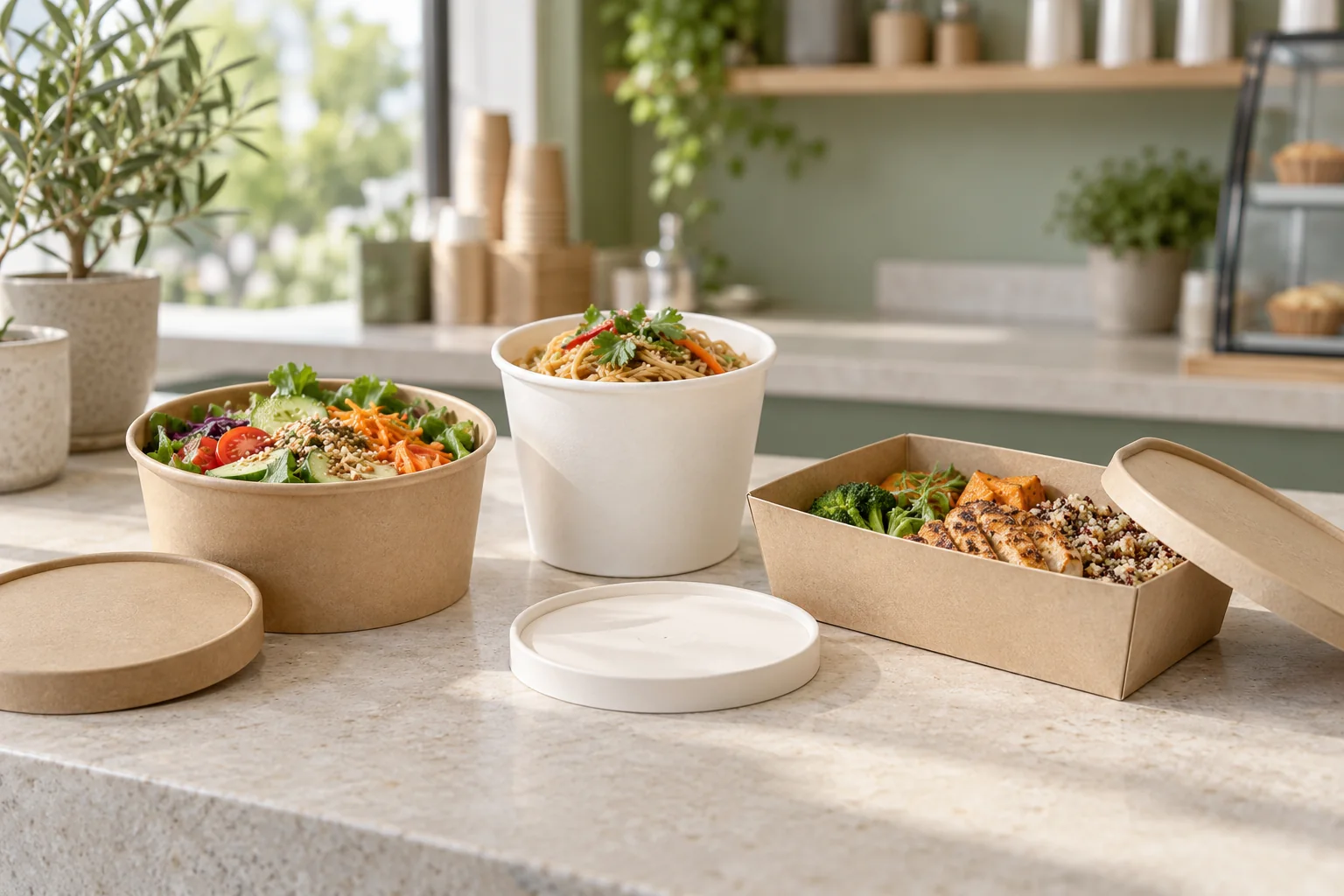 AI-generated illustration of paper packaging for takeaway meals