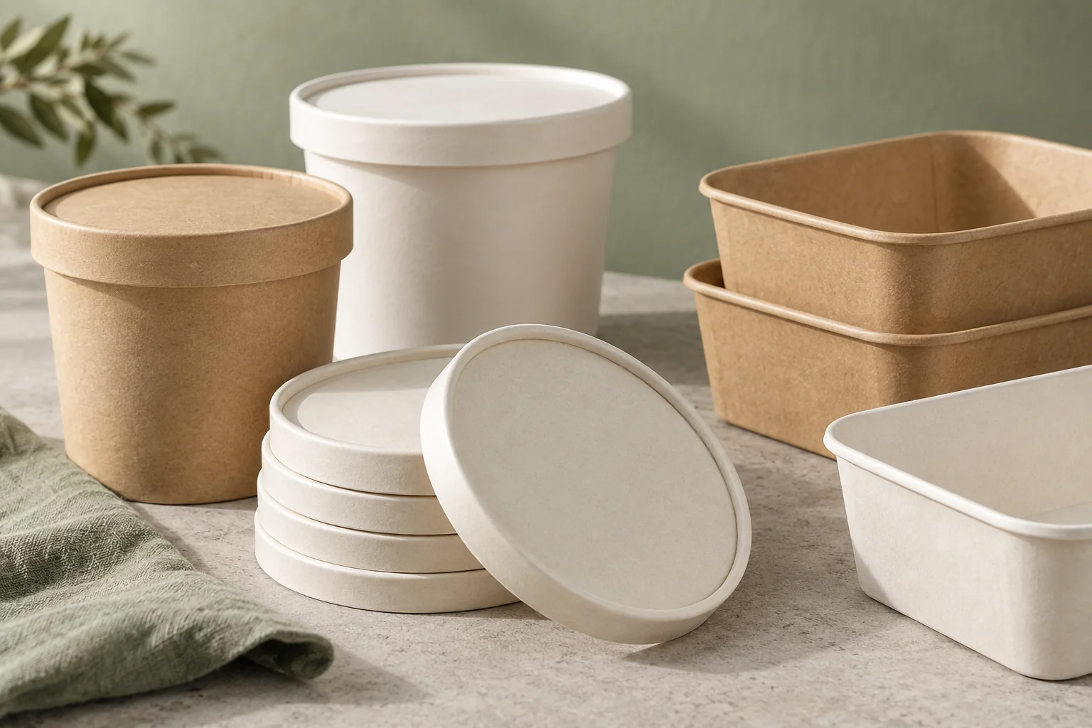 AI-generated illustration of paper lids and container details